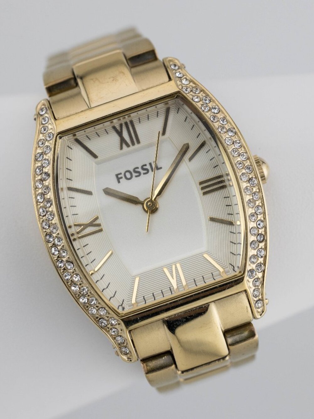 Fossil Wallace Gold Tone Tonneau Quartz Analog Women's Watch Fresh Battery